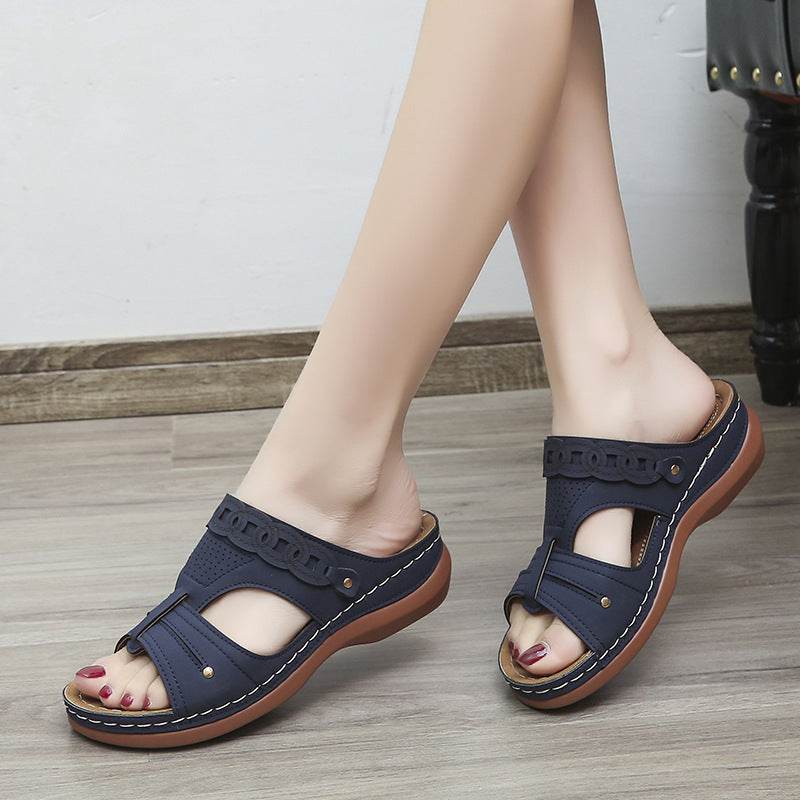 Women's Slippers Wedge Heel Round Toe Roman Shoes - MYLUXURY LANE ENTERPRISE