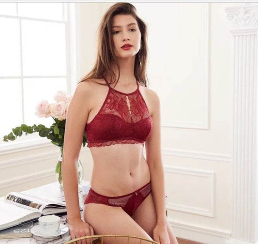 Lace hanging neck super thin cup no steel ring sexy women's Bra - MYLUXURY LANE ENTERPRISE