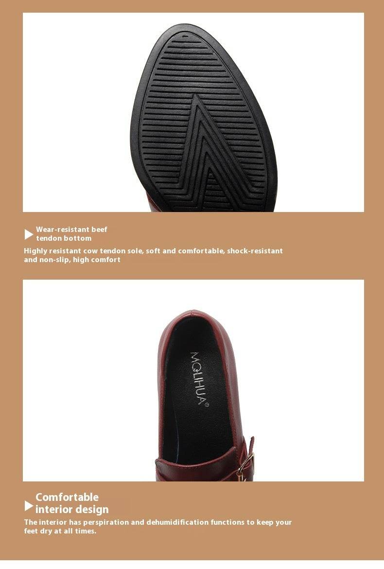 Comfortable European And American Low-cut Fashion Square Buckle British Style High Heels - MYLUXURY LANE ENTERPRISE
