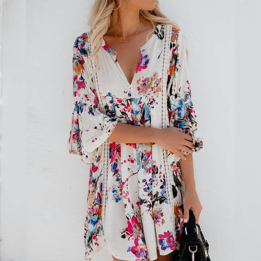 Hollow V-neck flared sleeve blouse - MYLUXURY LANE ENTERPRISE