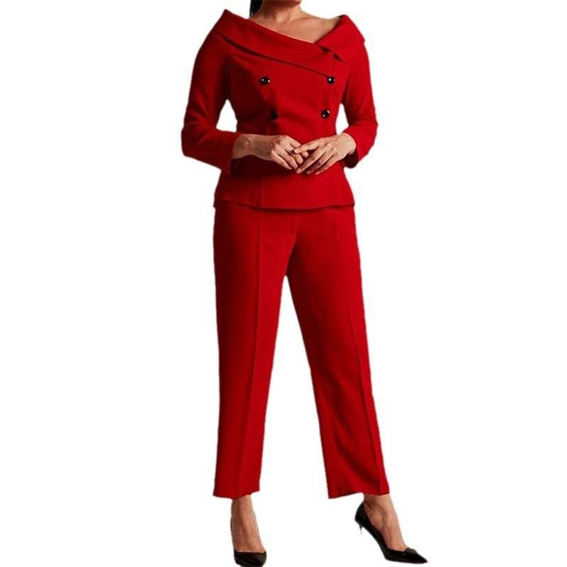 Off-the-shoulder Top Temperament Straight-leg Pants Suit - MYLUXURY LANE ENTERPRISE
