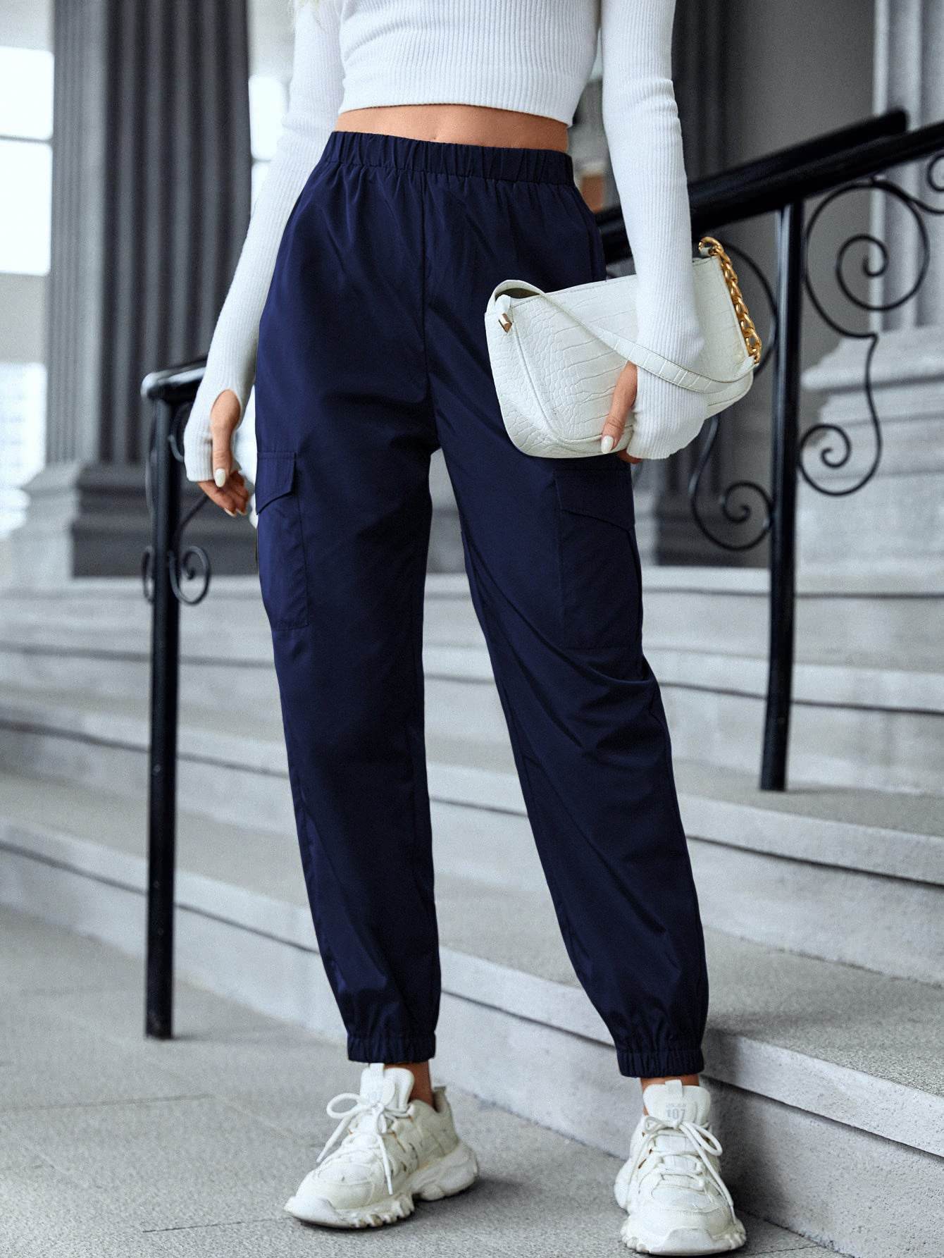 New Cargo Pants Fashion Casual Multi-pocket Elastic Waist Pencil Pants For Women - MYLUXURY LANE ENTERPRISE