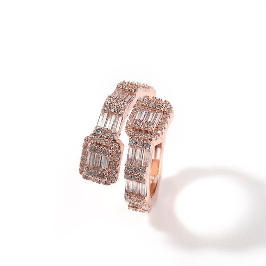 18K Gold Electroplated Copper Micropaved T-Cubic Zirconia Ring - MYLUXURY LANE ENTERPRISE