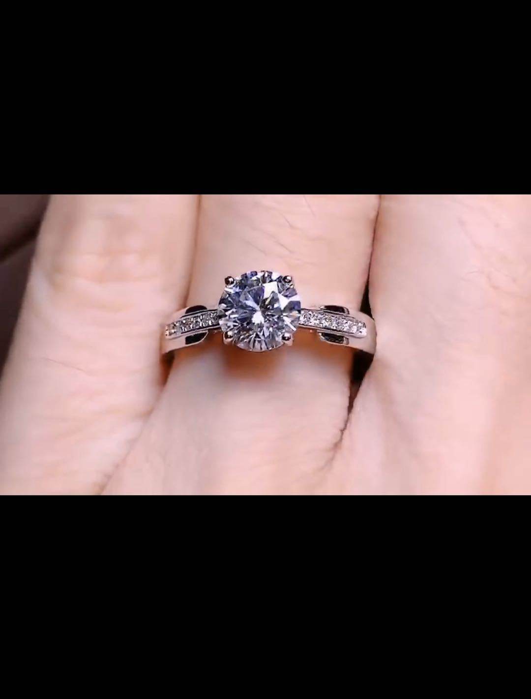 One Carat Moissanite Ring 925 Silver Platinum Plated Simple Style - MYLUXURY LANE ENTERPRISE