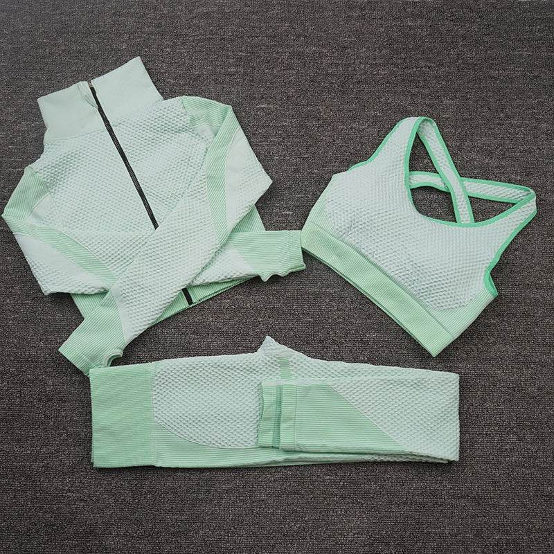 Three-piece Stretch Fitness Pants Sports Yoga Suit - MYLUXURY LANE ENTERPRISE