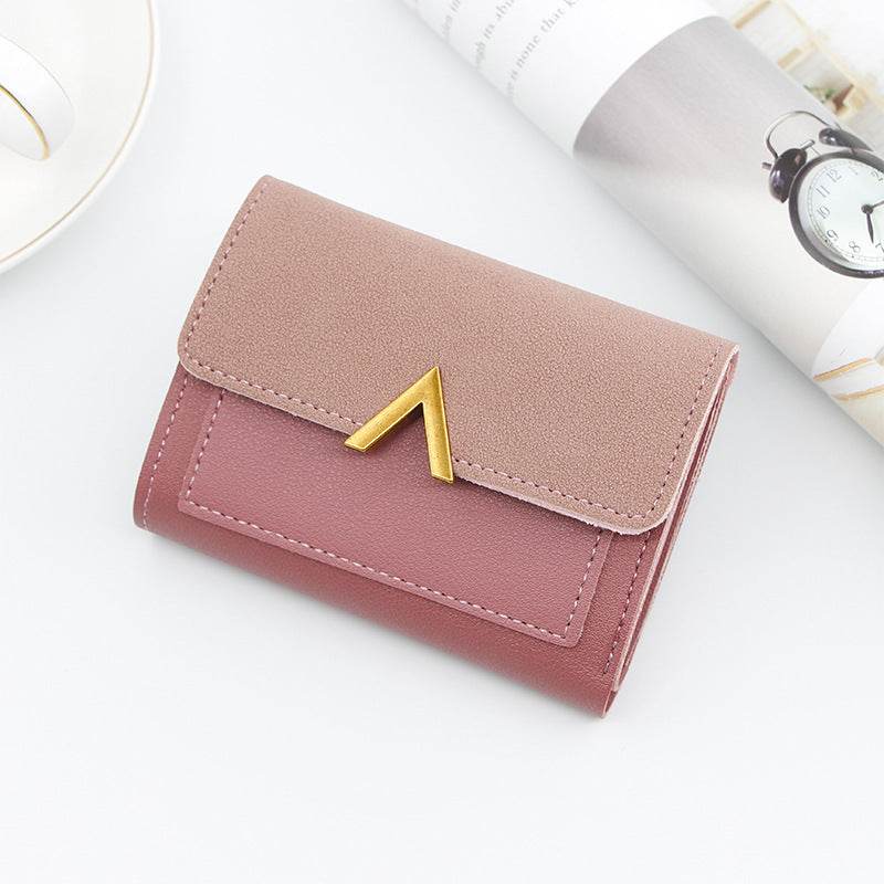 Simple Bronze Gold V-shaped Ladies Short Wallet - MYLUXURY LANE ENTERPRISE
