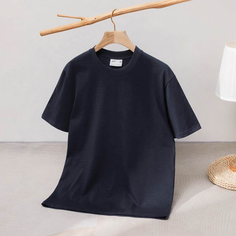 240 Cotton Short Sleeve Double Yarn Heavy T Men And Women Loose Round Neck - MYLUXURY LANE ENTERPRISE