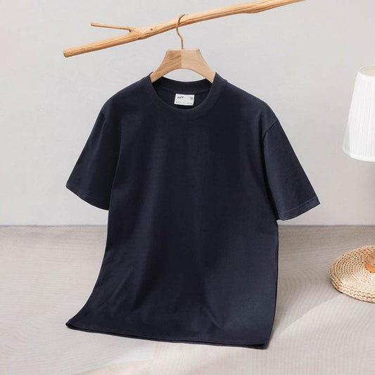 240 Cotton Short Sleeve Double Yarn Heavy T Men And Women Loose Round Neck - MYLUXURY LANE ENTERPRISE