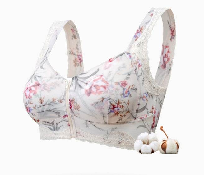 Front button zipper middle-aged women bra - MYLUXURY LANE ENTERPRISE