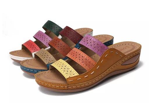 Large Size Women Hollow Out Rainbow Stitching Slippers - MYLUXURY LANE ENTERPRISE