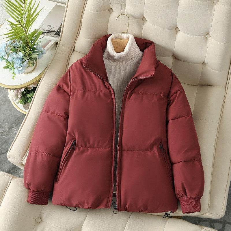 Fashion Ins Style Bread Coat Women's Solid Color Stand Collar Loose Warm Down Jacket Winter Slim Casual Short Coat - MYLUXURY LANE ENTERPRISE