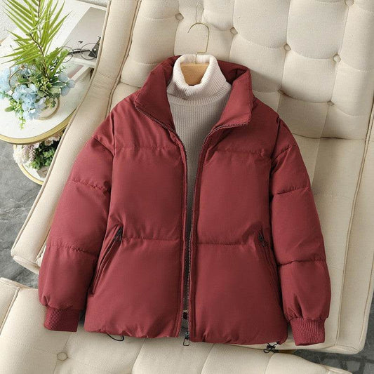 Fashion Ins Style Bread Coat Women's Solid Color Stand Collar Loose Warm Down Jacket Winter Slim Casual Short Coat - MYLUXURY LANE ENTERPRISE