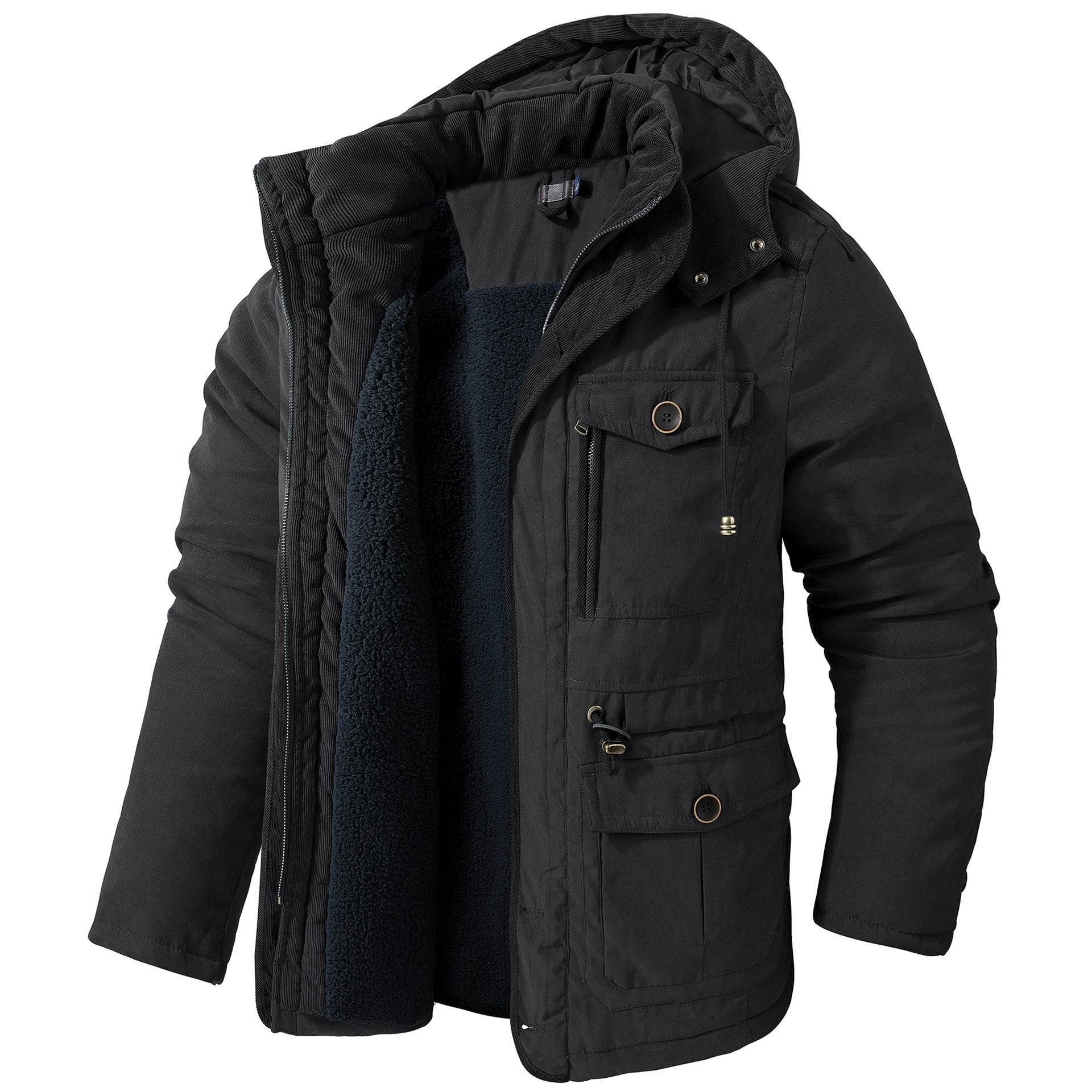 Men's Plus Size Lambswool Hooded Cotton Jacket - MYLUXURY LANE ENTERPRISE