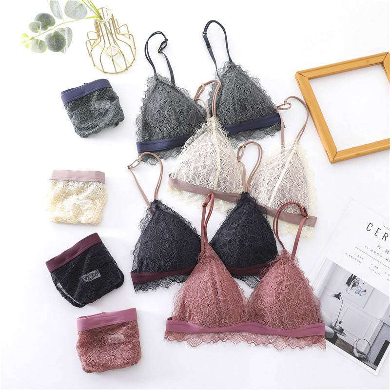 Lace French triangle cup bra set - MYLUXURY LANE ENTERPRISE