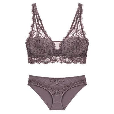 Laceless Bra Gathering Bra Lace Bra Set - MYLUXURY LANE ENTERPRISE