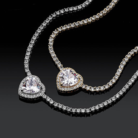 Trendy Heart-shaped Gem Pendant 3mm Micro Zircon-laid Necklace - MYLUXURY LANE ENTERPRISE