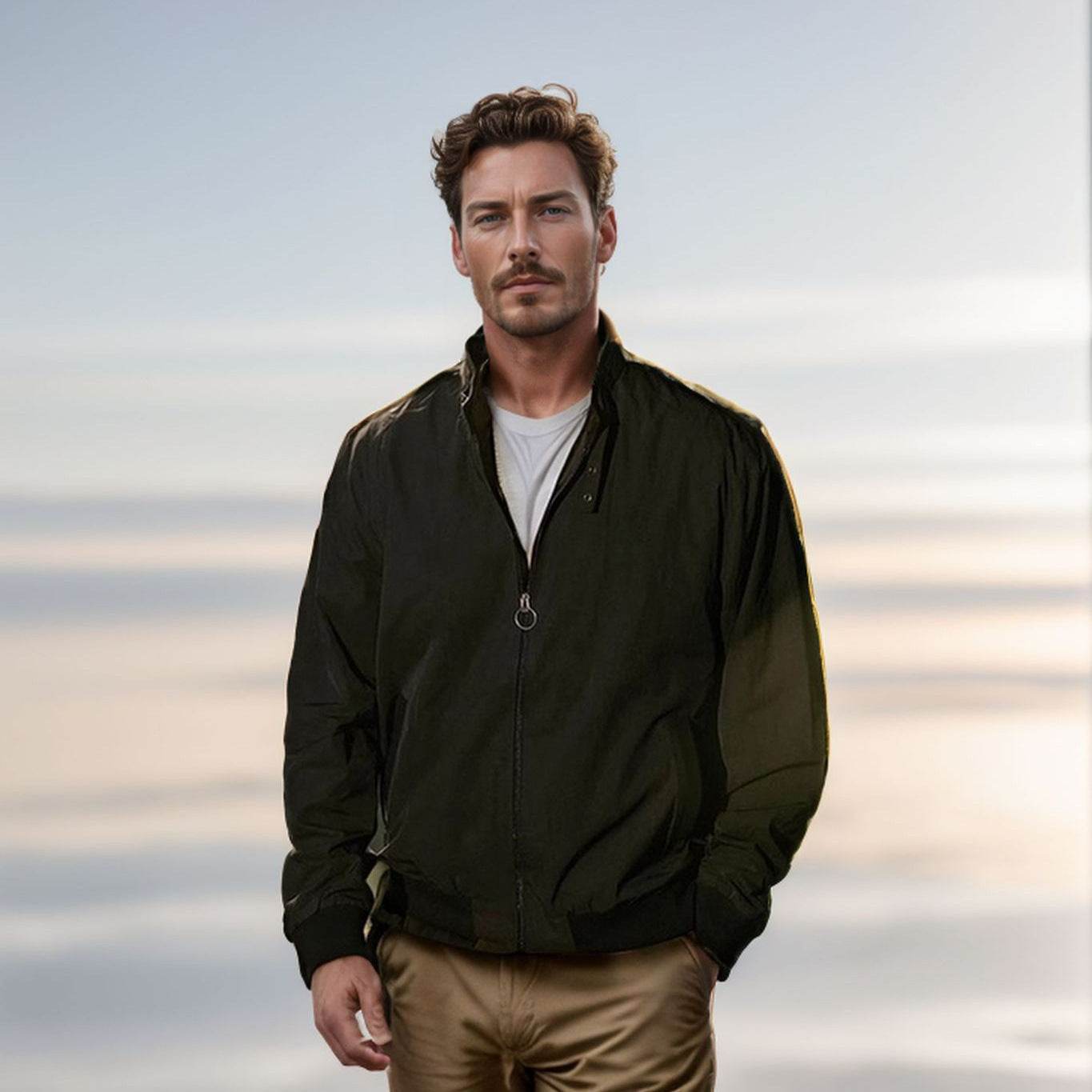 Solid Color Zip Ribbed Jacket Coat - MYLUXURY LANE ENTERPRISE