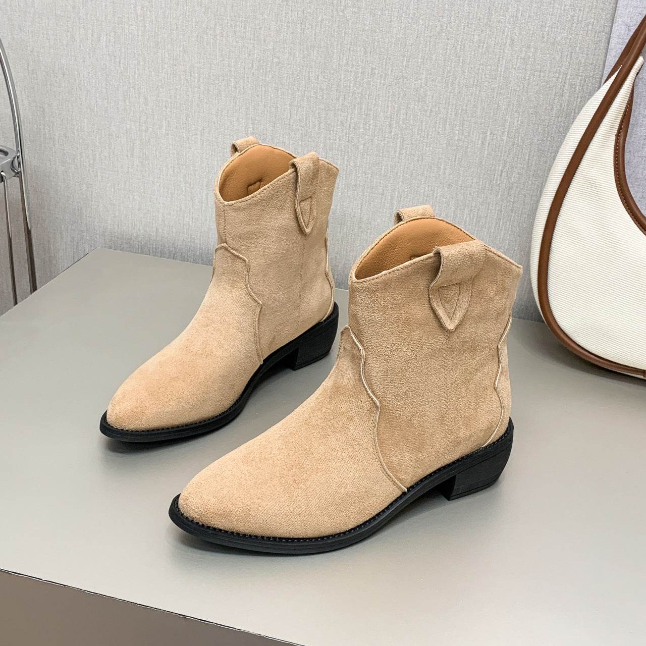 Cowboy Boot Short Plush Autumn Pointed-toe Short Boots - MYLUXURY LANE ENTERPRISE