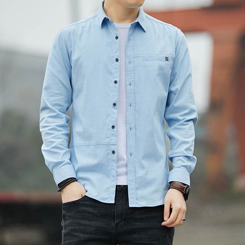 Workwear Shirt Men's Long Sleeve Spring And Autumn Retro Casual - MYLUXURY LANE ENTERPRISE