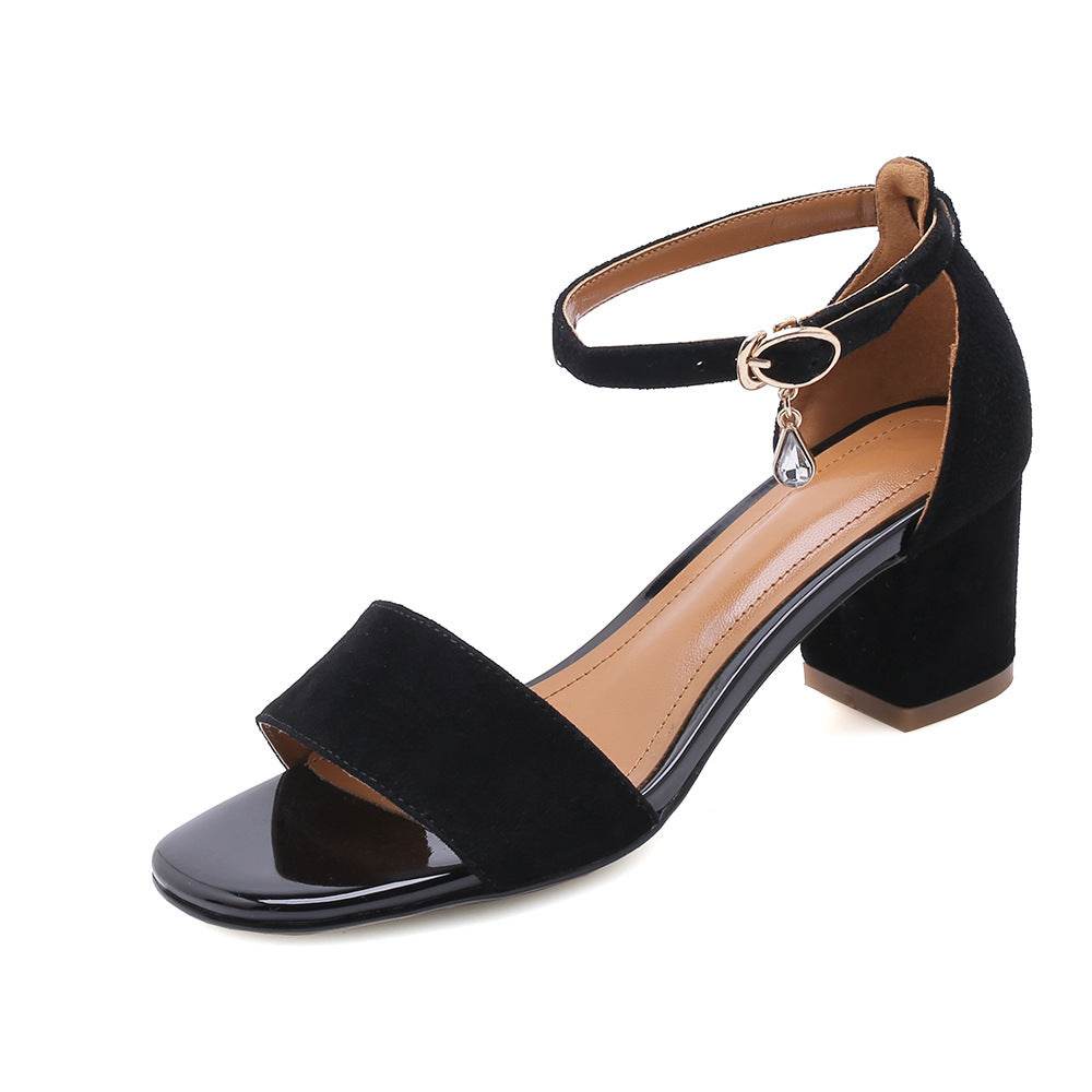 Open-toe women's shoes with thick heel - MYLUXURY LANE ENTERPRISE