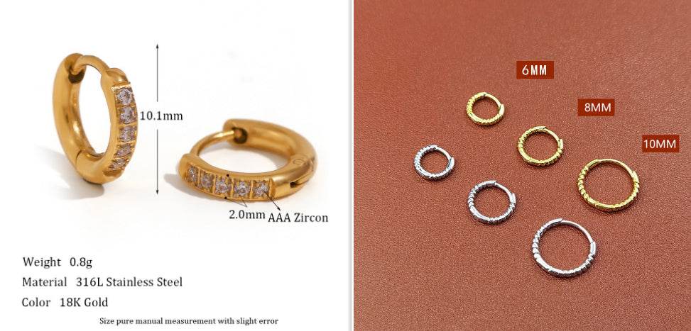 Special Interest Light Luxury Design Rounded Edge Zircon Earrings - MYLUXURY LANE ENTERPRISE