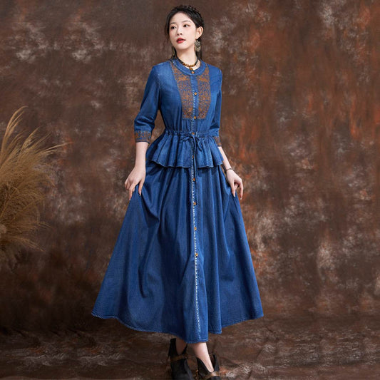 Lace Up Waist To Show Thin Sleeve Temperament Dress - MYLUXURY LANE ENTERPRISE