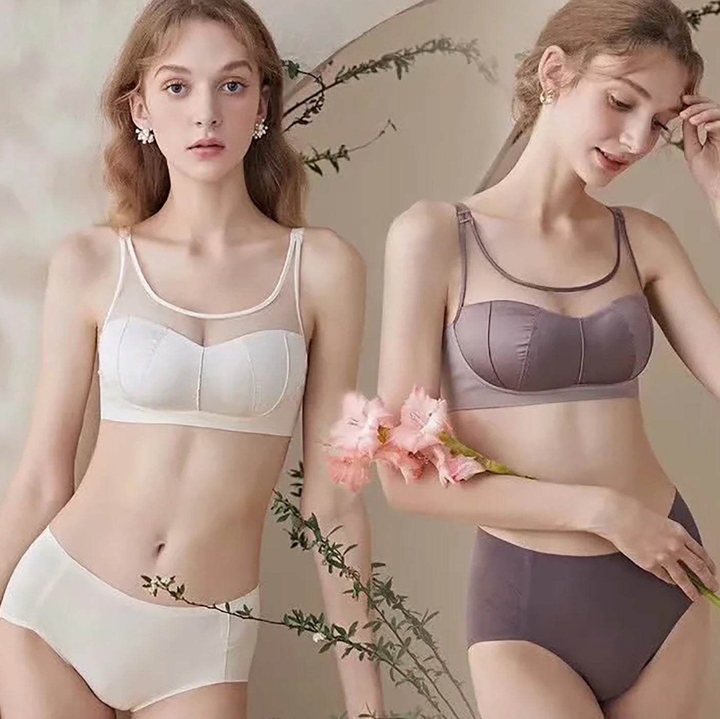 Fashion Mesh Comfortable Tube Top Bra Set - MYLUXURY LANE ENTERPRISE