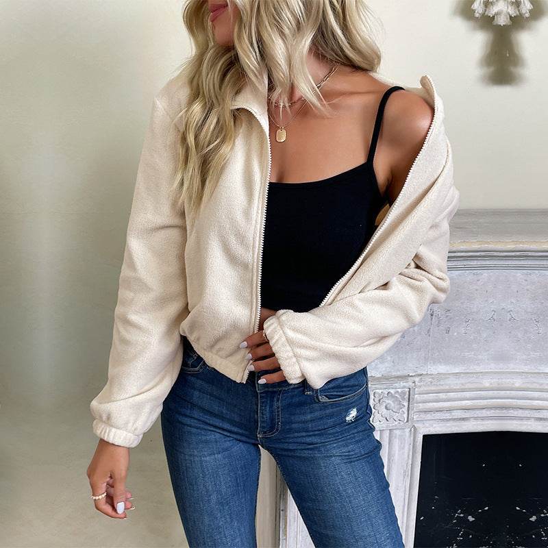 Solid Color Polar Fleece Jacket Women - MYLUXURY LANE ENTERPRISE