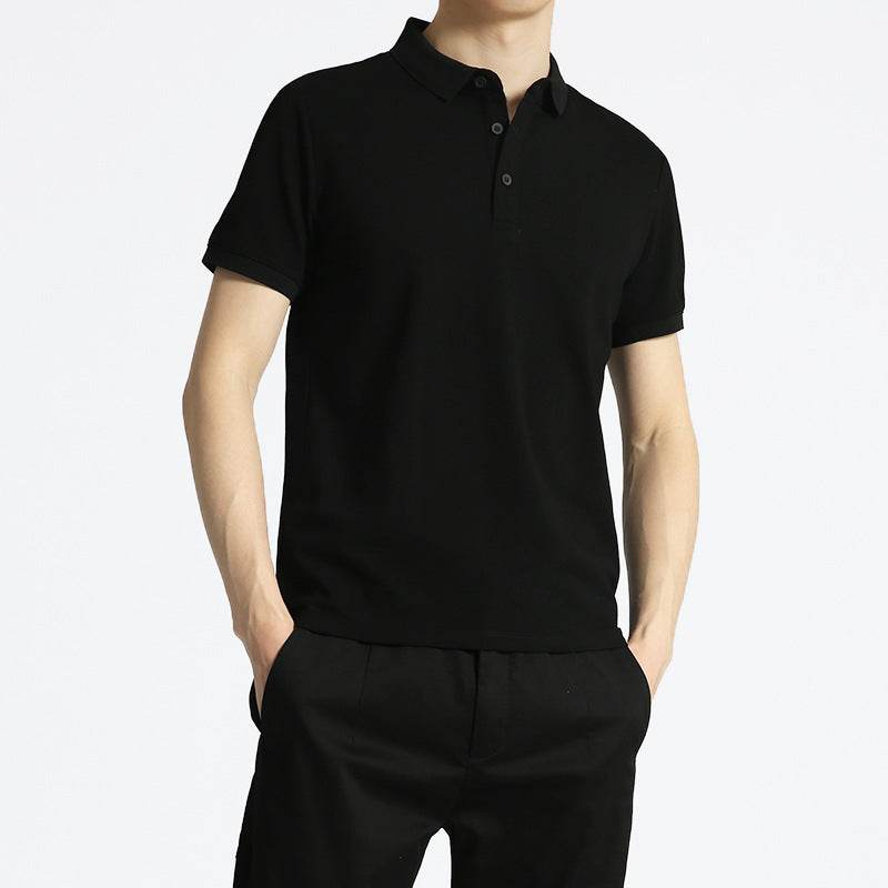 Solid Color Men's Business Short Sleeve Lapel T-shirt - MYLUXURY LANE ENTERPRISE