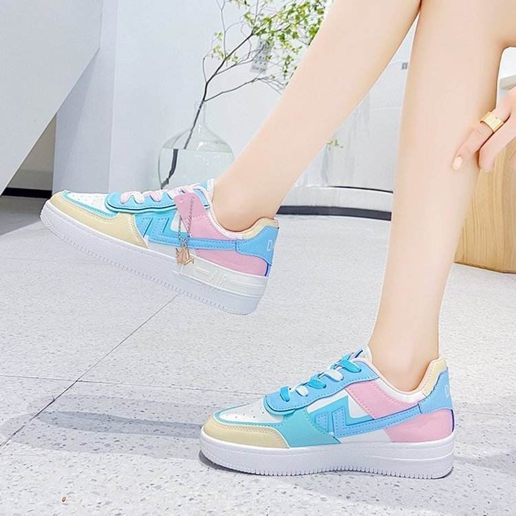 Soft Girl Flat Color-blocking Sneaker Street Shooting Casual Easy Wear Borad Shoe - MYLUXURY LANE ENTERPRISE