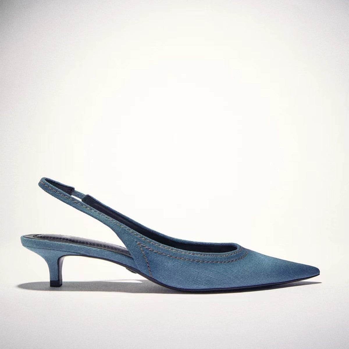 Women's Blue Denim Fabric High Heels - MYLUXURY LANE ENTERPRISE
