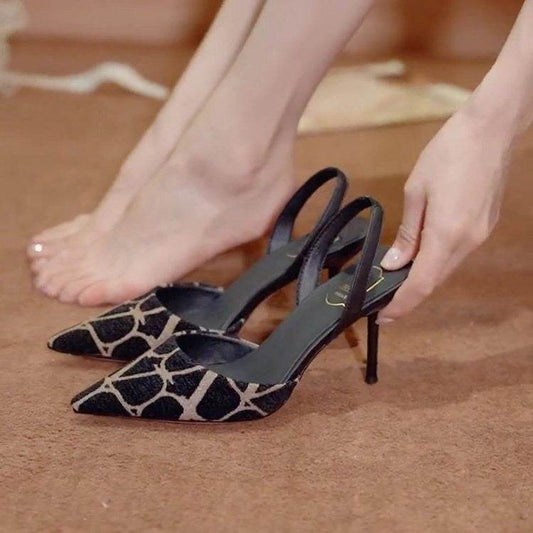 Single Layer Shoes Elegant Classic Style Woven Chunky Heel High Heels - MYLUXURY LANE ENTERPRISE
