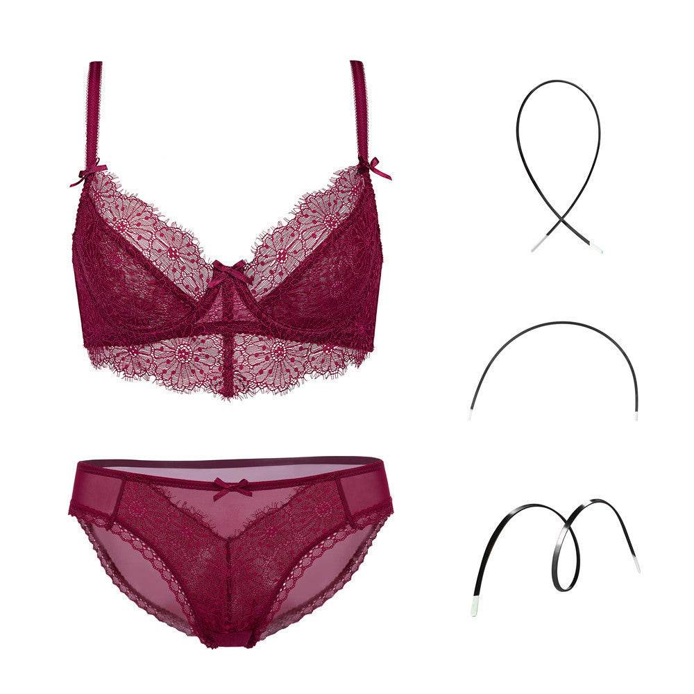 Fashion Transparent Women Bra And Panties Set Embroidery Lingerie Plus - MYLUXURY LANE ENTERPRISE