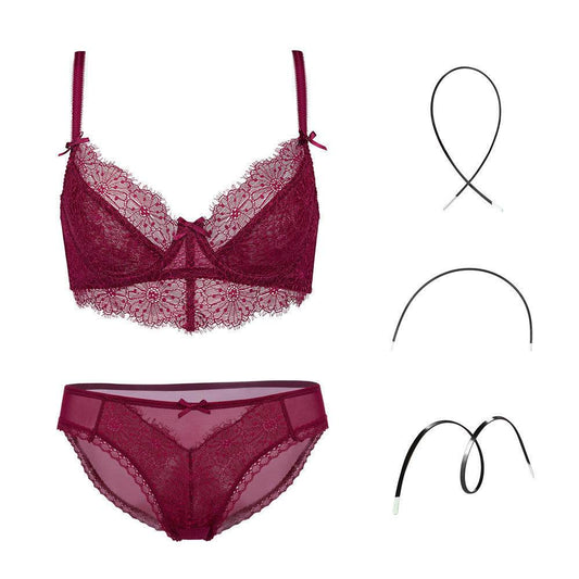 Fashion Transparent Women Bra And Panties Set Embroidery Lingerie Plus - MYLUXURY LANE ENTERPRISE