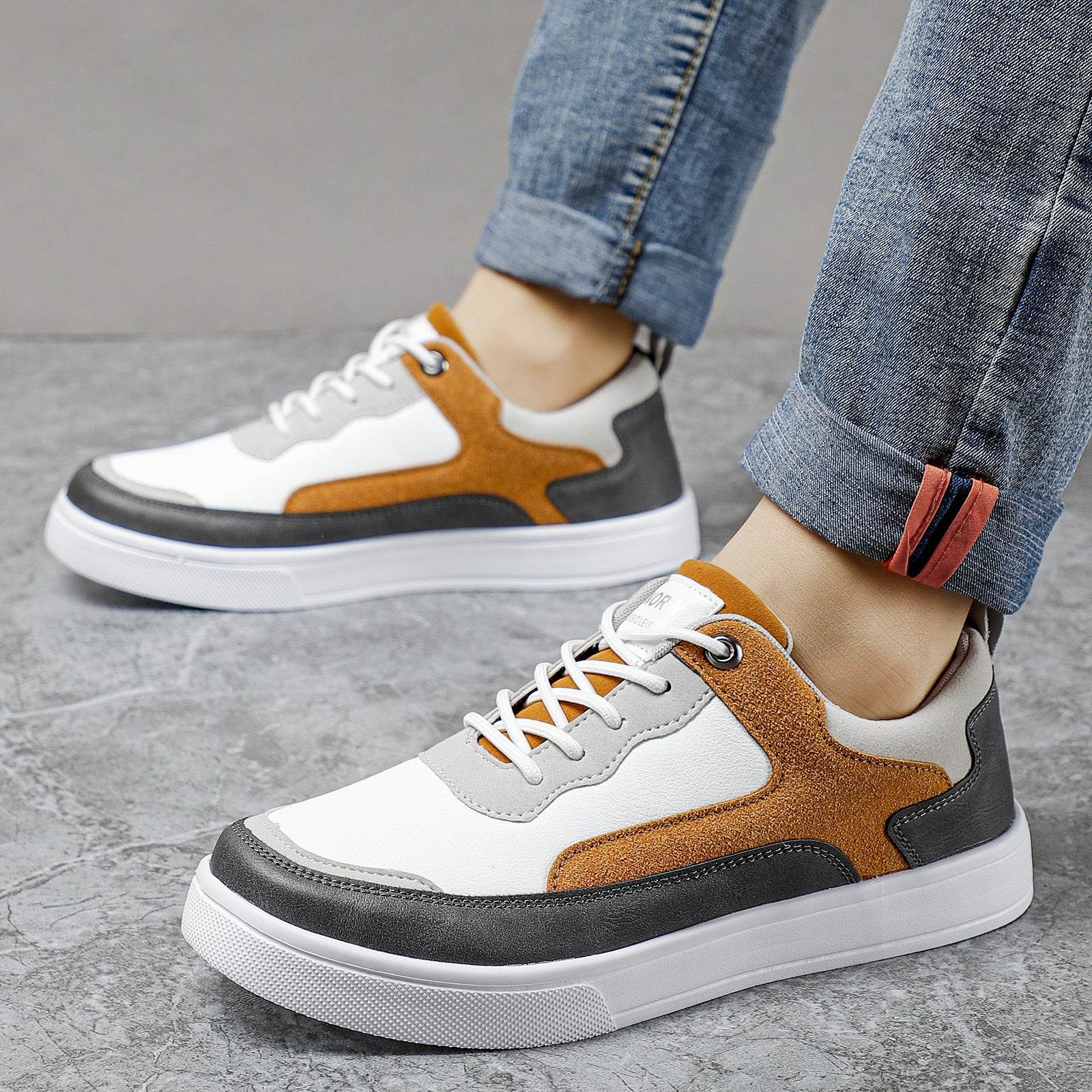 Men's Stylish And Lightweight Leather Surface Color Matching Casual Shoes - MYLUXURY LANE ENTERPRISE