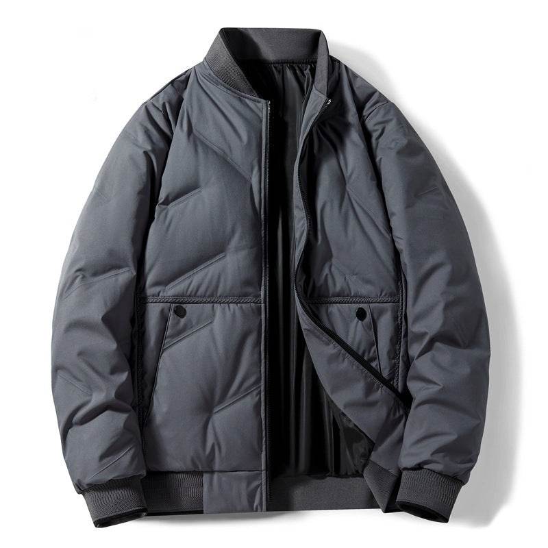 Fashion Down Jacket Winter Warm Baseball Jacket For Men Casual All-match Solid Color Coat - MYLUXURY LANE ENTERPRISE