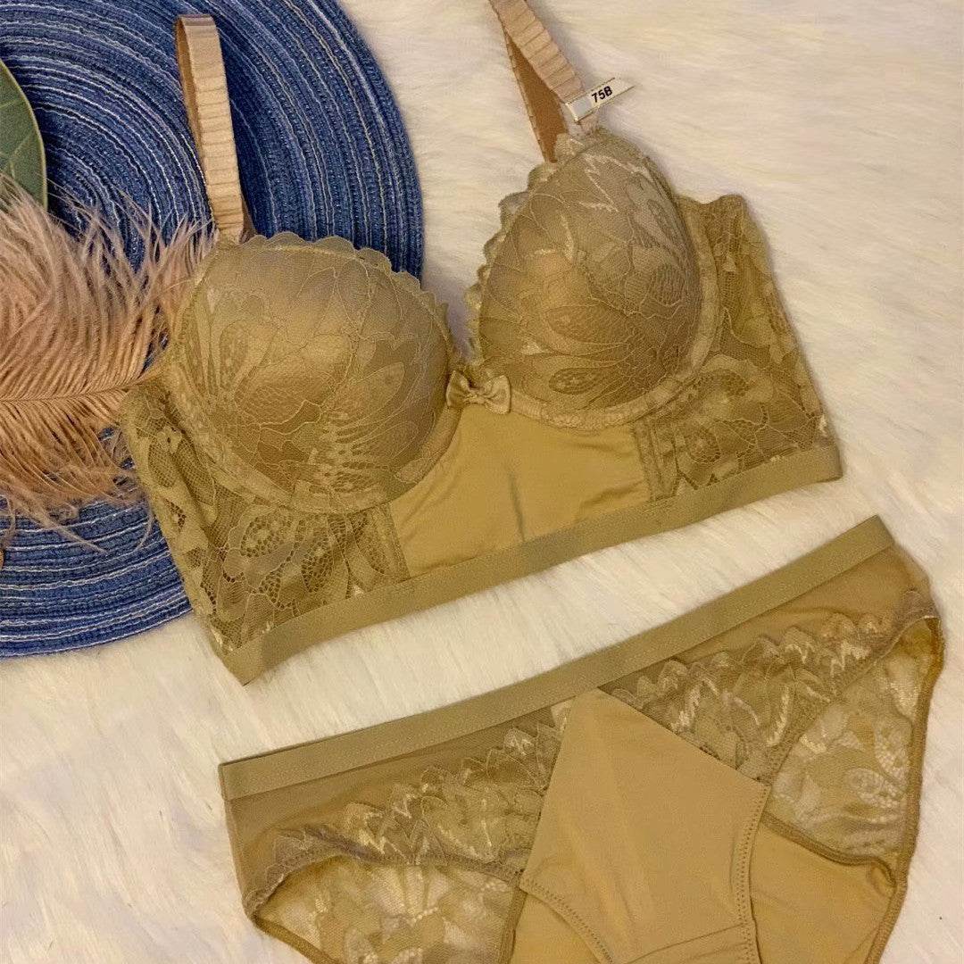 Lace embroidered wings widen and gather to adjust the bra set - MYLUXURY LANE ENTERPRISE