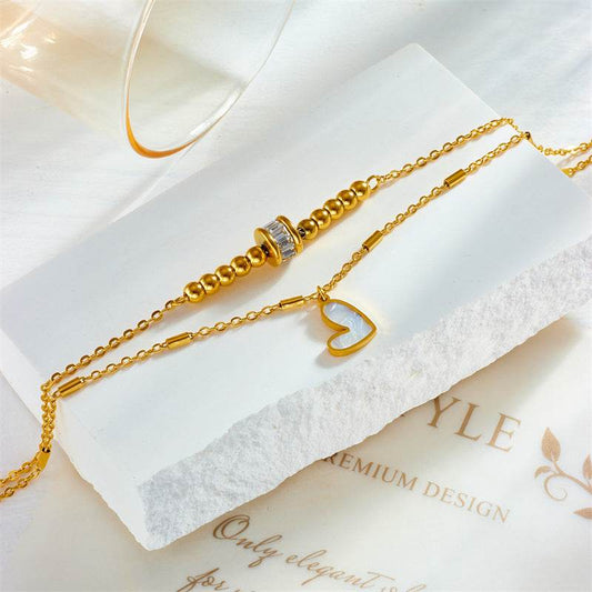 Fashion Jewelry Boho Classic Love Heart Ankle Chain Double Layer Chain Bracelet Anklet Charm Tassel Leg Chain On Foot Chain Women Party Jewelry Accessories - MYLUXURY LANE ENTERPRISE