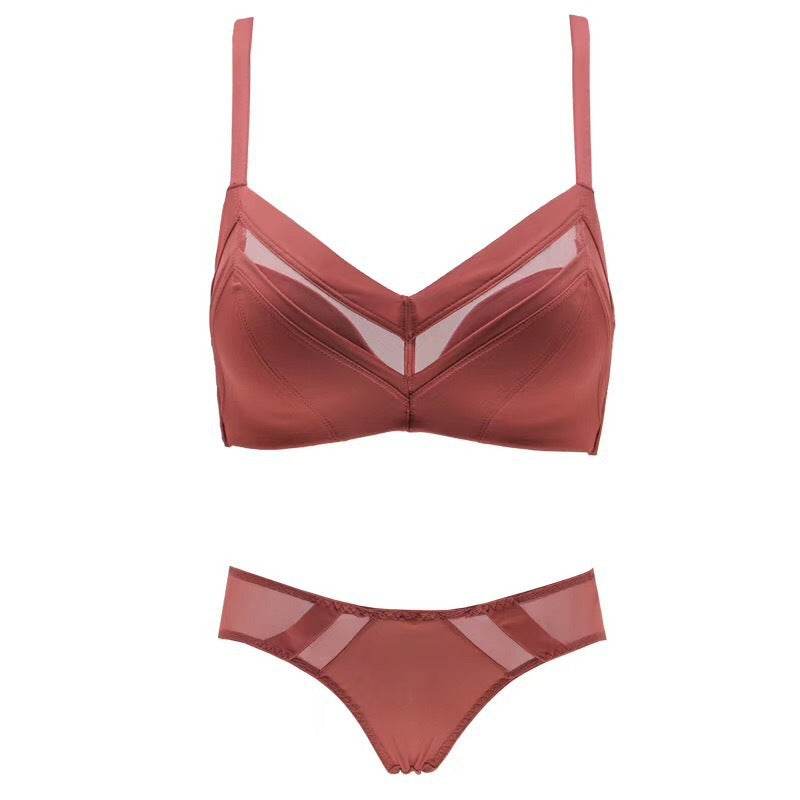 Solid color seamless gathered bra set - MYLUXURY LANE ENTERPRISE