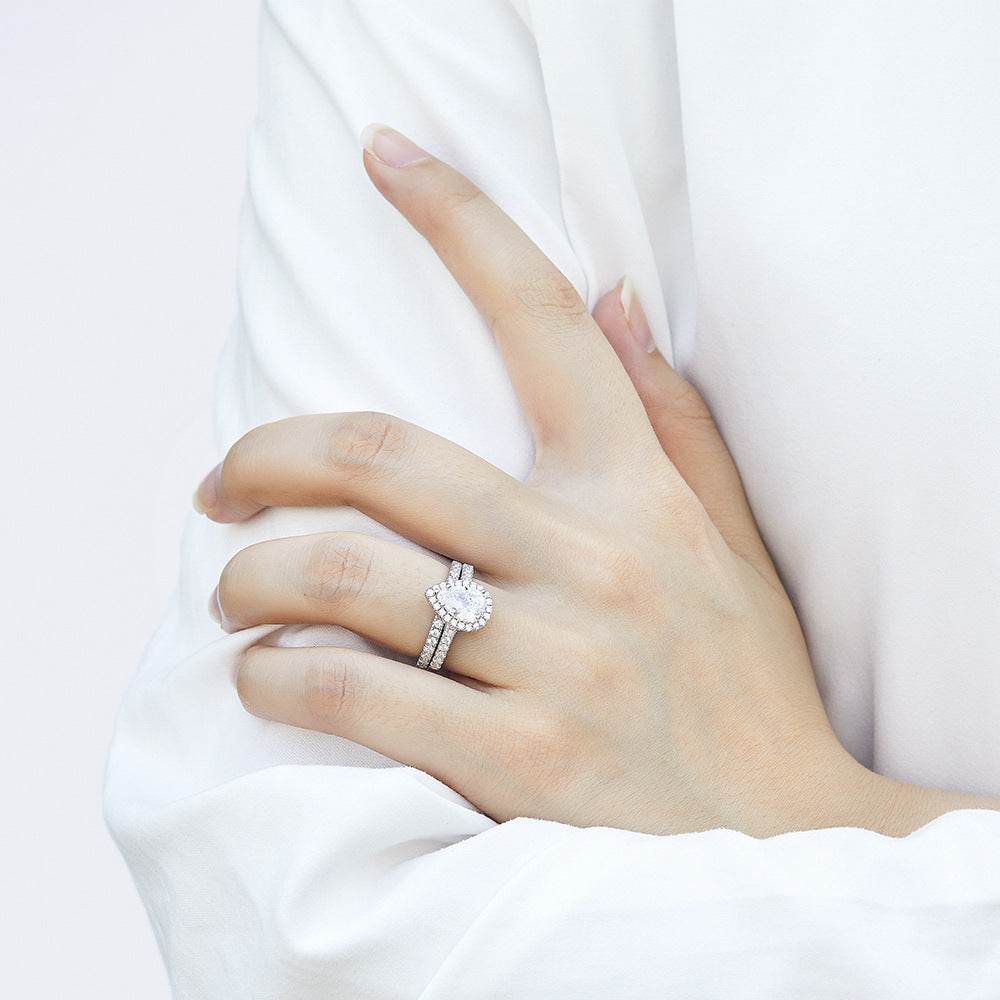 Sterling Silver Ring Drop-shaped Zircon Set Ring Simulation Diamond Ring - MYLUXURY LANE ENTERPRISE