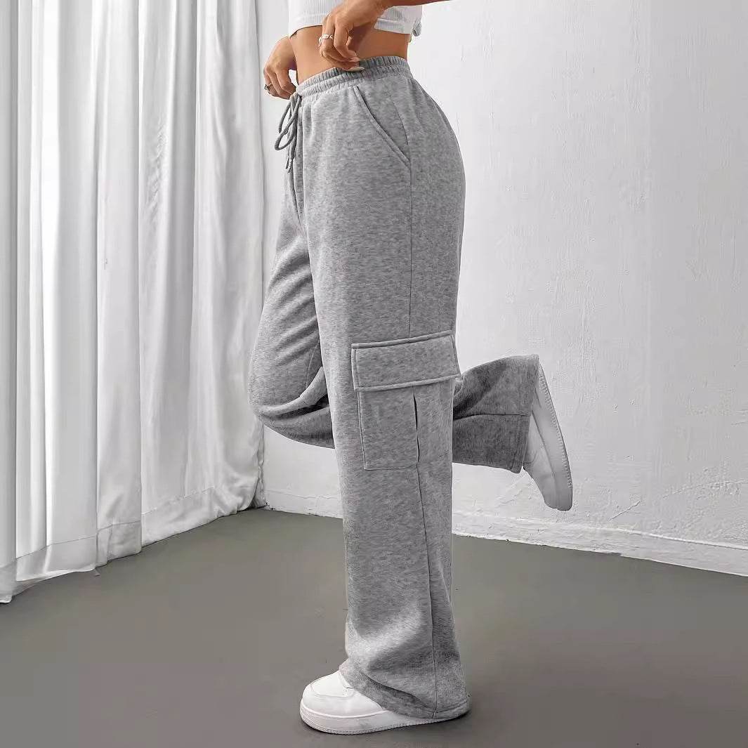 All-matching Solid Color Straight Wide Leg Sweatpants - MYLUXURY LANE ENTERPRISE