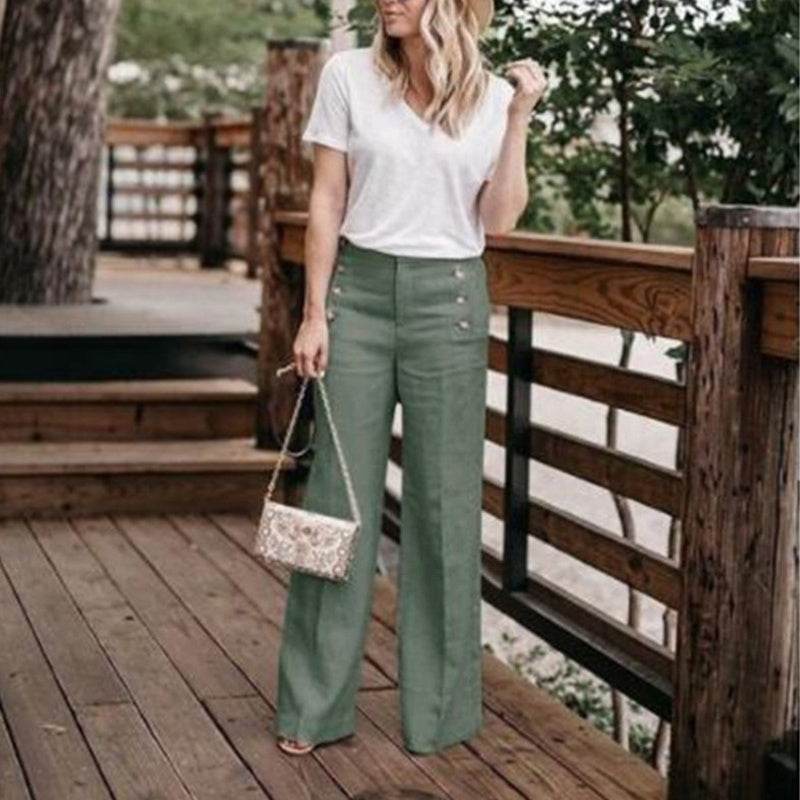 Button wide leg pants - MYLUXURY LANE ENTERPRISE