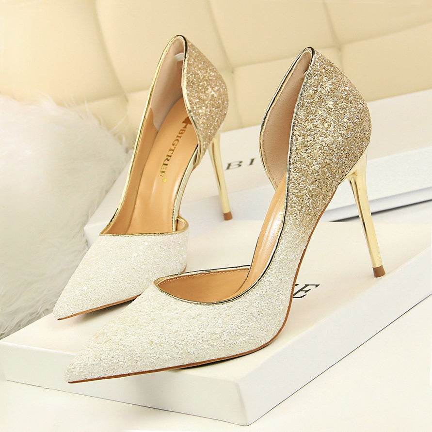 Gradient color block sequined high heels - MYLUXURY LANE ENTERPRISE