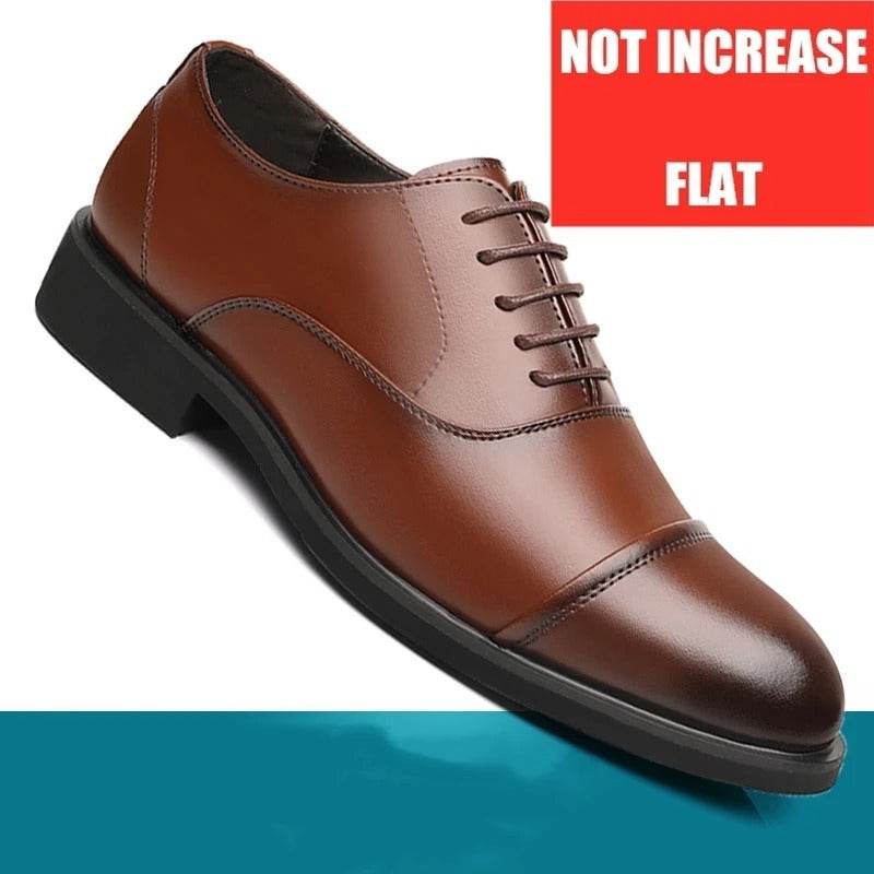 Leather Shoes Men's Height Increasing Insole Pointed Toe Wedding Shoes - MYLUXURY LANE ENTERPRISE