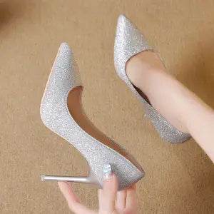 Silver Heels For Women And Black Sexy Everything French Mesh Red Sequins - MYLUXURY LANE ENTERPRISE