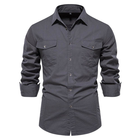 Men's Fashion Casual Solid Color Long Sleeve Shirt - MYLUXURY LANE ENTERPRISE