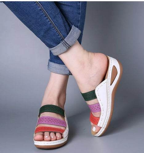 Large Size Women Hollow Out Rainbow Stitching Slippers - MYLUXURY LANE ENTERPRISE