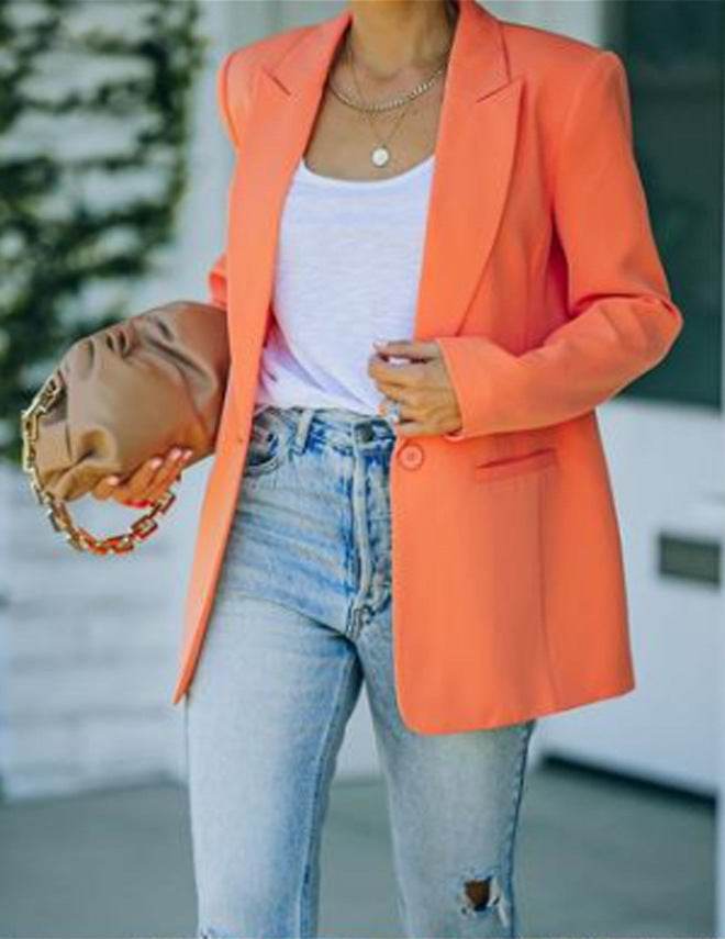 Solid Color Lapel Long Sleeve Small Suit Jacket - MYLUXURY LANE ENTERPRISE