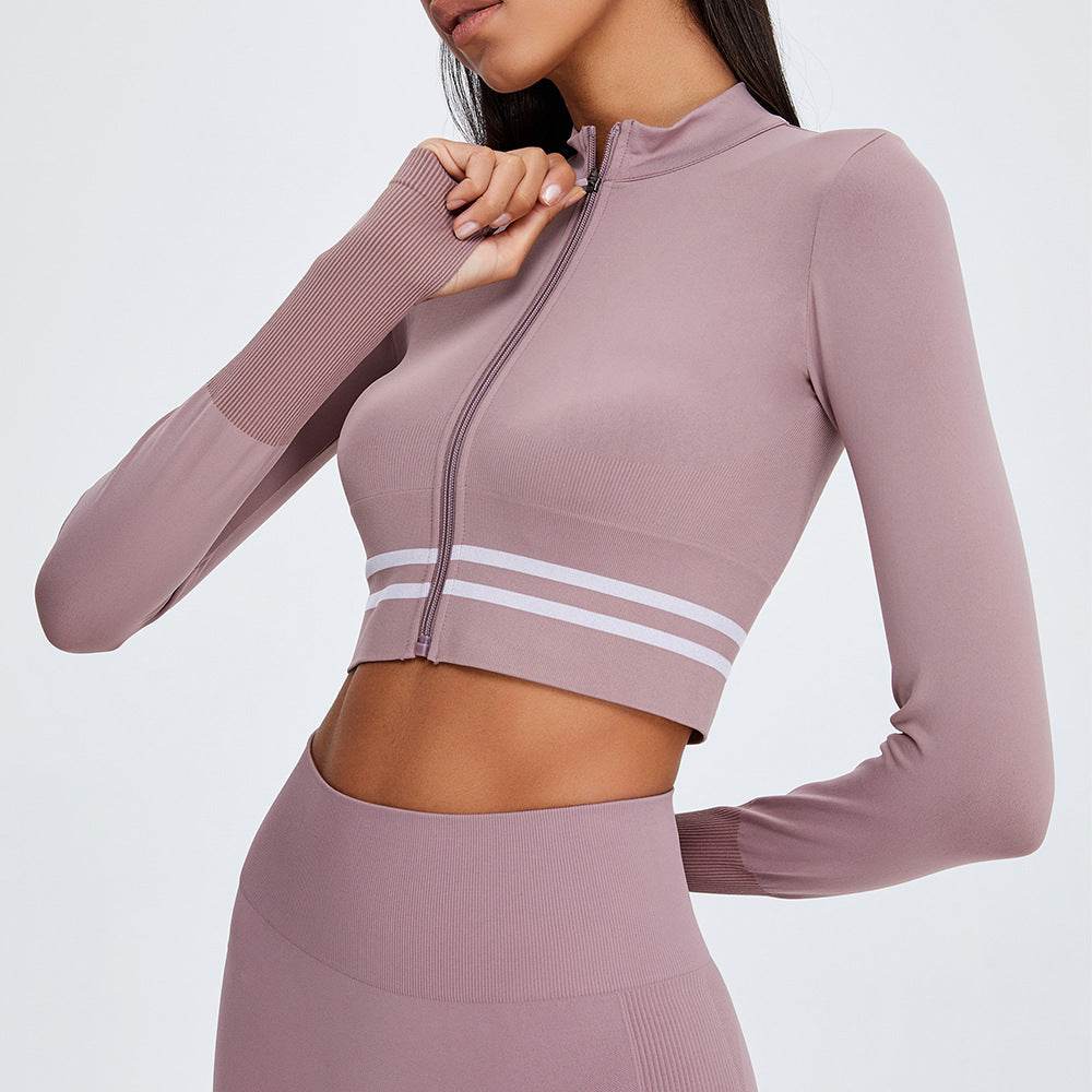 Nylon stretch zipper long sleeve yoga jacket - MYLUXURY LANE ENTERPRISE