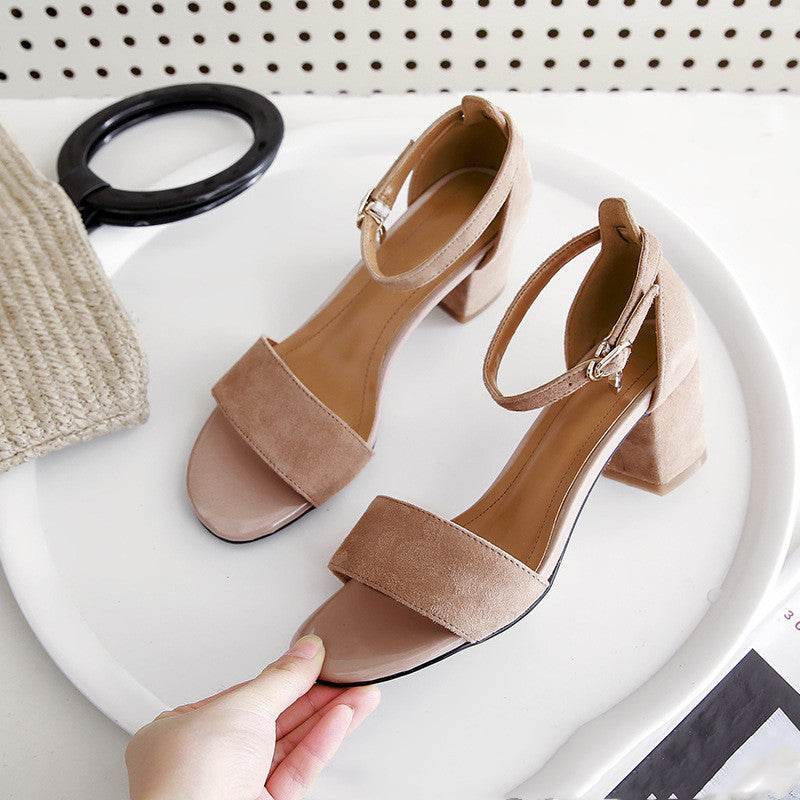 Open-toe women's shoes with thick heel - MYLUXURY LANE ENTERPRISE